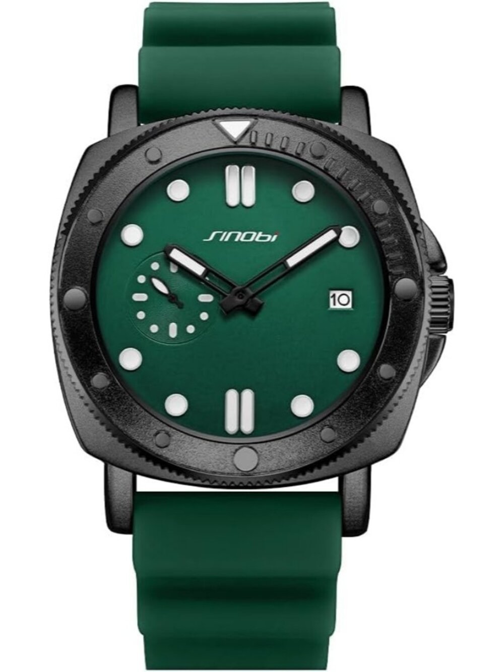 Men's Green Analog Silicone Strap Water Resistant Rotating Bezel Wrist Watch